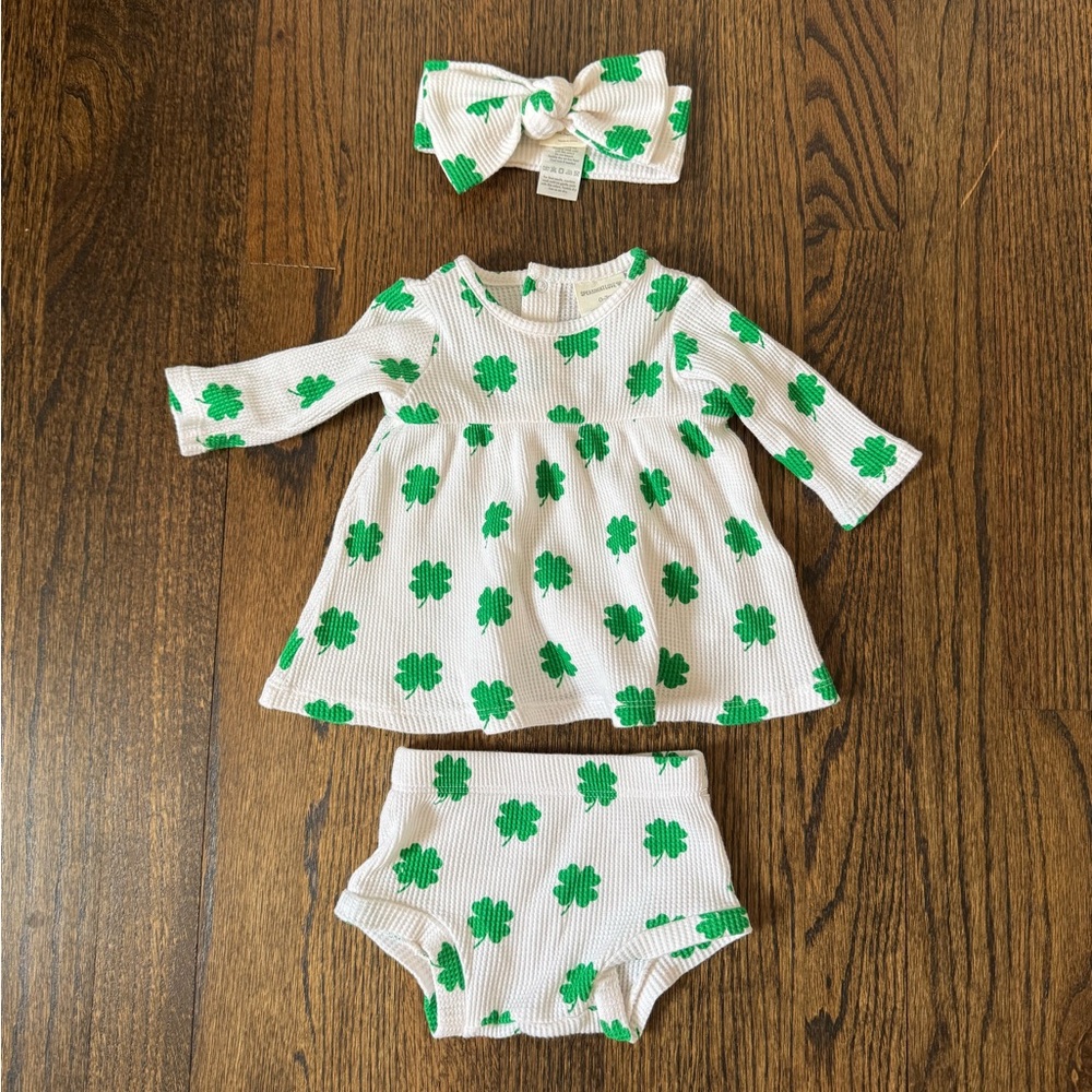 Spearmint Love Clover Print Dress & Bloomer